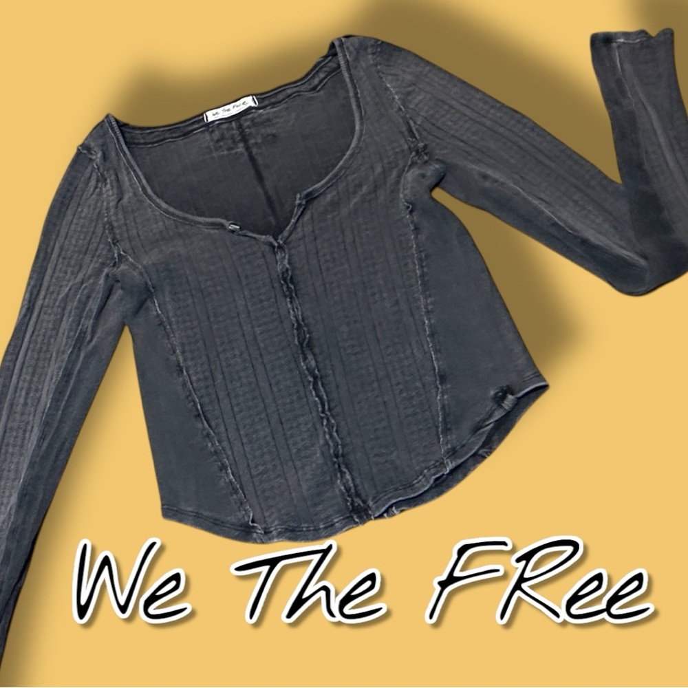 EUC We The Free Eyes On You Long Sleeve Top in Vintage Black. Size Small - Picture 2 of 10